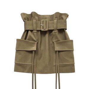 Stylish Tan Skirt with Belt love labels khaki military‎